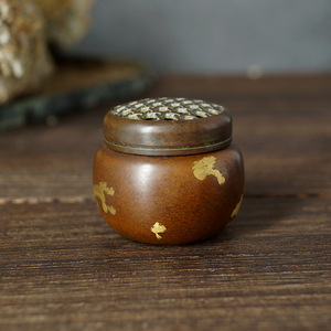 Mini brûleur d'encens en cuivre style Suzhou, design panier poisson rouge, accessoire de cérémonie du thé, origine Dehua, produit de première qualité - Product Image 1