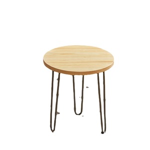 <b>Small</b> <b>Round</b> Wooden Coffee <b>Table</b> Natural Wood Top Metal Legs Living Room <b>Side</b> <b>Table</b> For Sofa And <b>Small</b> Apartments - Product Image 2