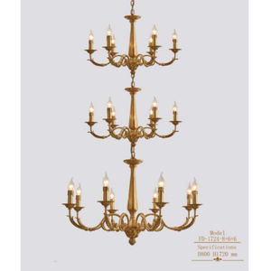 Lámpara colgante Lustres de cadena larga, luces de araña de cobre de tres capas, decoración para comedor, vestíbulo, luz colgante <span class=keywords><strong>Galler</strong></span> - Product Image 1