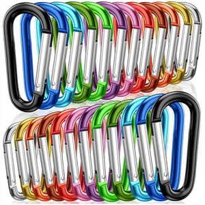 2" Aluminum D Ring Carabiners Clip D Shape Spring Loaded Gate Small Keychain Carabiner Clip Outdoor Camping Mini Lock Snap Hooks