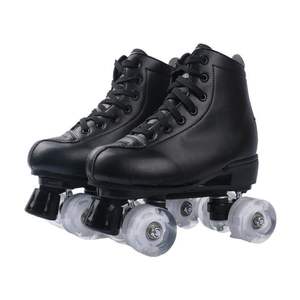 Patins à roulettes professionnels à quatre roues, roues en PU à double rangée, tailles réglables, adultes, flash, traditionnels, en cuir, artistiques, rétro - Product Image 1
