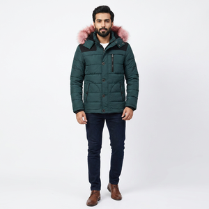 Parka Larga Estándar con Capucha Cortavientos para Hombre, Tallas Grandes, con Cuello Alto y Logotipo Frontal, Colección Otoño 2026 - Product Image 1