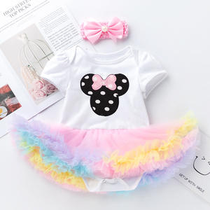 Baby Girl 2pcs Tutu Stram pler Set mit Stirnband Kleinkind 1. Geburtstags feier Kleidung Stram pler 2 Jahre Geburtstags kleid für Baby Girl - Product Image 5