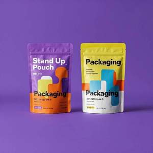 Pochette en plastique laminé avec logo personnalisé, debout, fermeture à glissière refermable, emballage d'impression numérique durable pour gravure sur gelée de chewing-gum - Product Image 5