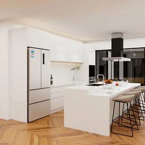 Solution unique, service d'usine, vente en gros disponible, armoires de cuisine modulaires, armoires de cuisine en bois massif laqué de luxe - Product Image 1