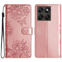 Casing Kulit Dompet Bunga Ceri Kupu-kupu untuk Motorola G35 G55 G75 G05 G15 E15 ThinkPhone 25 Edge 60 Fusion Pro G56 Flip Cover