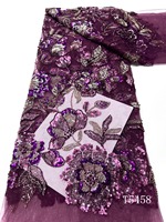 Tissu en dentelle brodée florale de luxe 100% polyester élastique style français