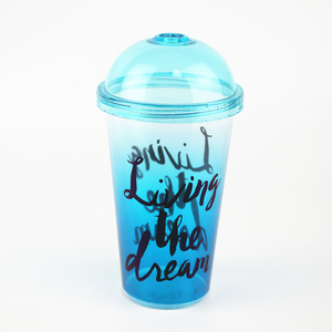 Ly nhựa có nắp vòm và ống hút, dung tích 450ml/16oz, hai lớp, dùng cho cà phê đá - Product Image 3