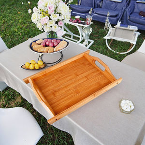 Bandeja de servicio de bambú de estilo vintage, bandeja de exhibición de desmontaje ecológica para hoteles y restaurantes con uso de almacenamiento - Product Image 2