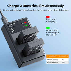 KF28.0029 K&F Concept <span class=keywords><strong>Batteria</strong></span> per Fotocamera di Alta Qualità 1100mAh per Canon LP-E12, Caricabatterie con Doppio Slot e Display LCD - Product Image 4