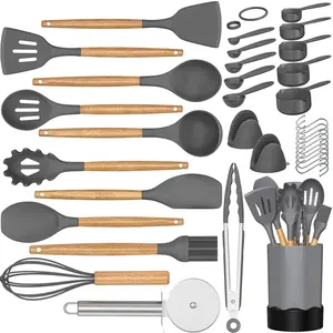 Premium Gadget da cucina in silicone cucchiaio spatola da cucina set di utensili da cucina in silicone utensili da cucina con supporto