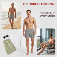 Celana Pendek Pantai Pria Model Kaki Lebar Mewah, Motif Cetak Digital, Bahan Katun French Terry Acid Wash, Bernapas, Cepat Kering 140g, Pinggang Elastis, Grosir