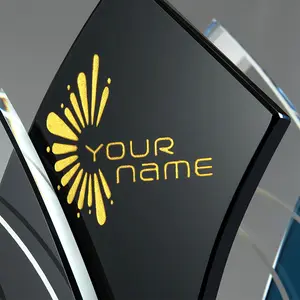 Factory Cheap Logo Printed Crystal Trophy 3 Colors Award For Company Souvenir