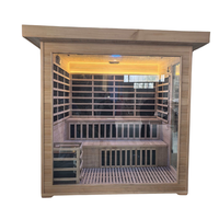 Sauna hybride électrique infrarouge à vapeur traditionnel en bois de pruche KLAFIN, moderne et élégant, pour 4 personnes, adapté aux appartements et villas