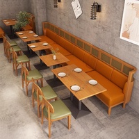 Banquette de restaurant avec dossier en rotin et structure en bois, canapé rembourré, banc de salle à manger pour café, bistrot, hôtel, mobilier commercial