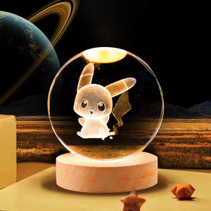 Cadeau de noël 3D galaxie boule de cristal Base en bois système solaire planète lumière LED chambre Table bureau décoration veilleuse - Product Image 2