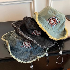 Mùa Hè Mát Mẻ Phụ Nữ Của Xô Mũ Dễ Thương Phim Hoạt Hình Thêu Kem Chống Nắng KT Denim Chất Liệu Mũ Quà Tặng Của Quý Vị Cảm Hứng Từ Hello Kitty - Product Image 2