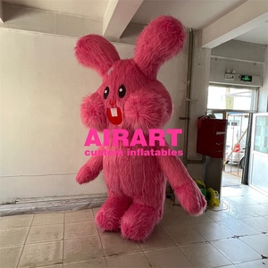 Advertising parade decorate inflatable pink bunny costume,inflatable rabbit mascot suit with plush material