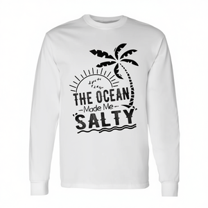 Camiseta de manga larga con diseño temático de playa, The Ocean Made Me Salty - Product Image 2
