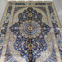 Tapis persans traditionnels bleus décoratifs 4x6, tapis en soie, tapis oriental, fait main, noué à la main, décoration de sol à vendre