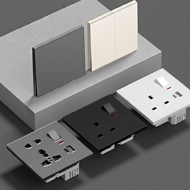 2025 Ultra-thin PC Wall Socket with 2 Type-C Ports 20/40A High Power WiFi Enabled IP53 Rated Voice App Remote Control