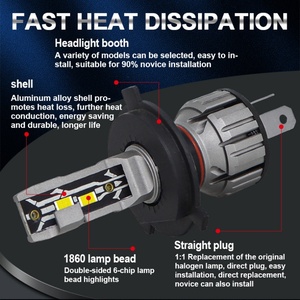 Phare LED E2 35W 4500lm 12V, phare H1 H7 H8 H9 H11 H4 H13, ampoule LED H4 pour accessoires de voiture - Product Image 3