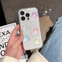 Étoile 3D colorée, effet lumineux en époxy pailleté, étoile mignonne pour 16/15/14 Pro Max