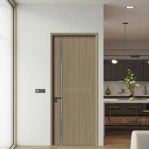 ประตูไม้ไฮเอนด์กันน้ำพร้อมงานฝีมือแกะสลักและฝังไม้วีเนียร์ประตูพีวีซีเคน<span class=keywords><strong>ย</strong></span>าสำหรับประตูห้องน้ำภายใน - Product Image 1