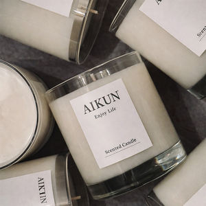 Envase de vidrio transparente reutilizable para velas perfumadas de la marca AIKUN, para suministro minorista de fragancias para el hogar. - Product Image 4