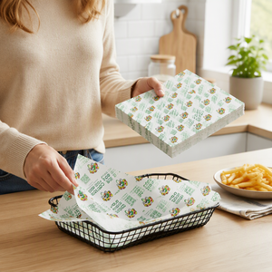 Folhas de Papel Antigordura Pré-Cortadas e Resistentes a Óleo para Embalagem de Cestas de Hambúrguer, Fornecedor Atacadista com Baixo MOQ - Product Image 1