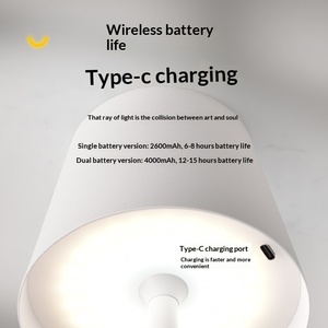 国境を越えた充電式モダンミニマリストデザイン充電式カラーチェンジLEDタッチナイトライトメタルシェードテーブルランプ（家庭用） - Product Image 2