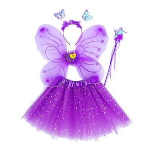 Conjunto de 4 Piezas de Disfraz de Bruja para Niñas Pequeñas con Alas de Mariposa, Falda Tutú, Vestido de Poliéster - Product Image 5
