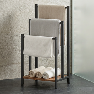 Support de plantes industriel à 3 niveaux avec étagère en bois et structure en métal noir, présentoir moderne autoportant pour plantes d'intérieur et d'extérieur - Product Image 6