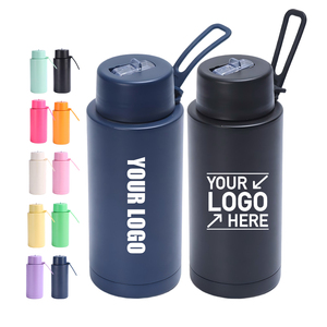 Frasco al vacío personalizado Australia <span class=keywords><strong>Frank</strong></span> de 1L y 1000ml, botella de bebida de agua de 34oz con aislamiento de acero inoxidable y correa con tapa de pajita abatible - Product Image 1