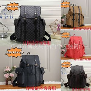 Laptop <b>Backpack</b> <b>Large</b> Capacity 35x15x45 Cm For Men Business Travel Hiking Gray Plaid Red Black - Product Image 1