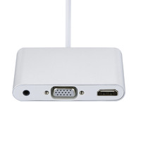 Adaptador Multipuerto Justlink 3 en 1 USB Tipo C a HDMI, VGA y Audio de 3.5mm, Base de Conexión para Computadora Portátil
