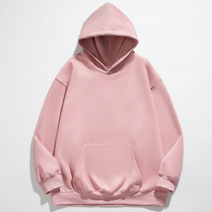 <b>Pink</b> Unisex Hooded <b>Sweatshirt</b> Regular Fit Casual Pocket French Terry Knitted Autumn Wear Regular Sleeve Solid Color Print Quick - Product Image 1