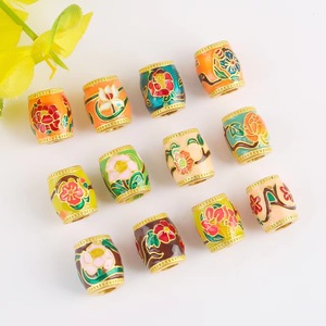 ลูกปัดเคลือบแบบดั้งเดิมของ Lisheng Jewelry รูปทรงกระบอก ลายหยดน้ำมัน สำหรับตกแต่งเครื่องประดับ DIY ลายดอกไม้วันเกิด - Product Image 4