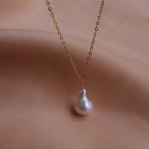 สร้อยคอมุกน้ำจืดทรงหยดน้ำแบบบาร็อค พร้อมสายคล้องคอแบบไม่สมมาตร จี้มุกธรรมชาติ - Product Image 3