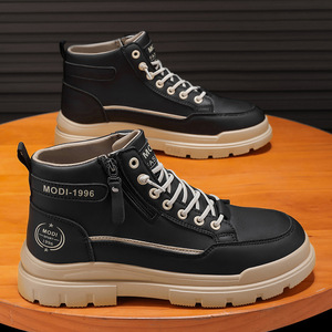 Bottes de cowboy pour homme, hiver 2025, mi-mollet, imperméables, dessus en PU blanc, semelle extérieure en caoutchouc, semelle épaisse, décontractées - Product Image 2