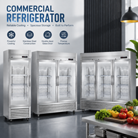 Réfrigérateur commercial à trois portes vitrées, vitrine réfrigérée verticale à triple porte, réfrigérateur à boissons pour restaurant, supermarché