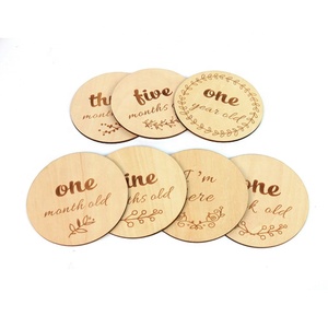 Custom Wooden Circular Cards <strong>Milen</strong> Stones Wooden Baby Milestone Cards - Product Image 6