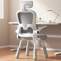 Chaise de bureau ergonomique moderne pour étudiants et enfants avec accoudoirs relevables en tissu maillé et support en fer – Hauteur réglable