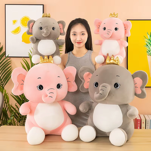Peluche Éléphant de la Jungle Adorable en Velours Lavable Couleurs Pastel avec Yeux Brodés, Coussin Confortable pour Tout-petit 30cm, Vente en Gros pour Machine à Pinces - Product Image 2