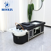 Moolin Nouveau Design Fauteuil de lavage de cheveux pour spa thaïlandais, inclinable, avec table de massage et pédicure, lit de shampoing avec circulation d'eau