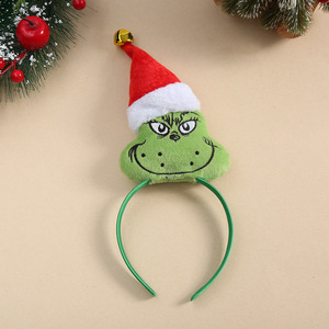 Serre-tête <span class=keywords><strong>de</strong></span> Noël Grinch en peluche, ornements visage Grinch, mini-casquettes <span class=keywords><strong>de</strong></span> Père Noël en tissu doux, accessoire <span class=keywords><strong>de</strong></span> cheveux pour fête <span class=keywords><strong>de</strong></span> fin d'année - Grande Vente - Product Image 4