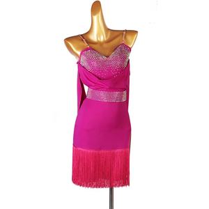 Robe de <span class=keywords><strong>danse</strong></span> latine une pièce pour compétition, robe de performance à franges en spandex/nylon, motif imprimé pour Rumba, Cha-Cha, <span class=keywords><strong>Jive</strong></span> - Product Image 2