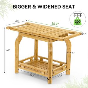 <span class=keywords><strong>Banc</strong></span> et tabouret <span class=keywords><strong>de</strong></span> douche <span class=keywords><strong>en</strong></span> <span class=keywords><strong>bambou</strong></span> à 2 niveaux avec étagère <span class=keywords><strong>de</strong></span> rangement et poignées pour <span class=keywords><strong>salle</strong></span> <span class=keywords><strong>de</strong></span> <span class=keywords><strong>bain</strong></span> - Product Image 6