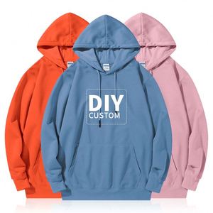 100 Cotton Plus Size <b>Mens</b> Hoodies Heavyweight Fleece Lined <b>Pullover</b> Custom Logo Embroidery Streetwear Wholesale - Product Image 2