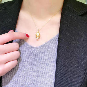 S925 <b>Silver</b> Pendant and <b>Angel</b> Style Jade <b>Necklace</b> with 8-9mm Round Beads DIY Pearl Accessories 30369 - Product Image 4